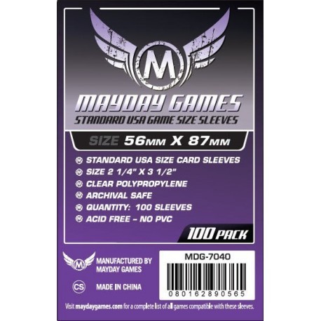 Mayday standard USA Game Size Sleeves 56X87MM (100 pack) (Purple)